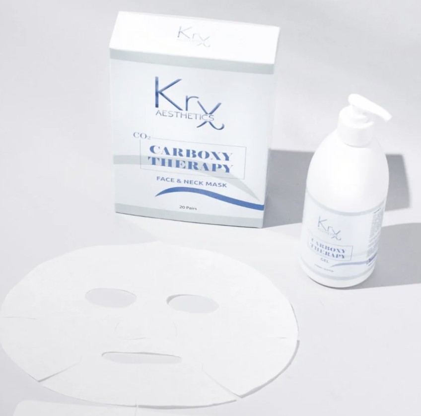 Aesthetics CO2 Carboxy Therapy face and neck mask set displayed in Kennesaw, GA.